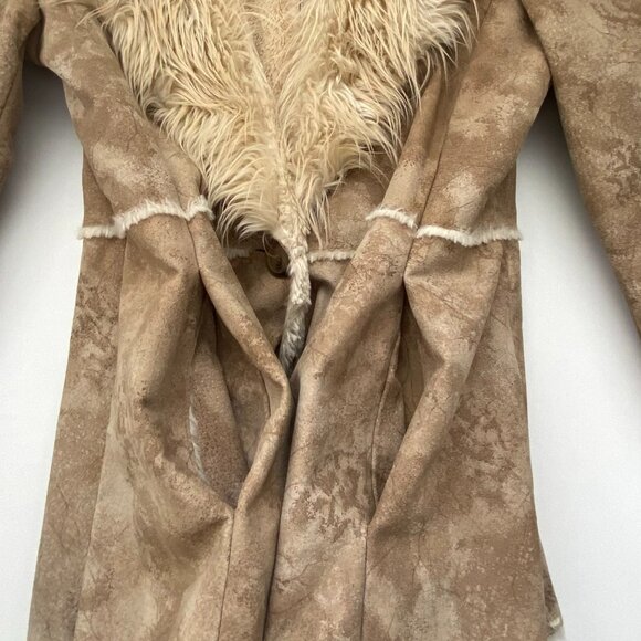 Guess Genuine Suede Penny Lane Shaggy Afghan Coat SZ Sm - Picture 2 of 11